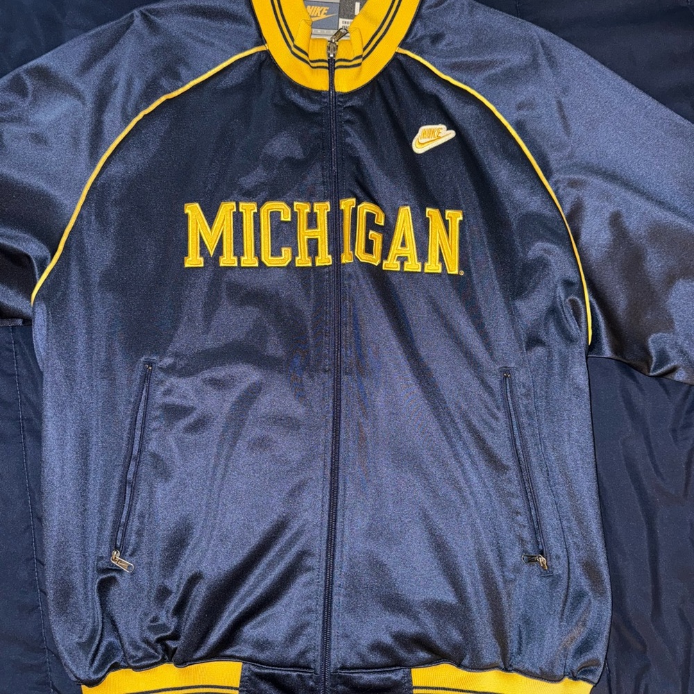 Nike Men's Blue and Yellow Michigan Track Jacket Large mens